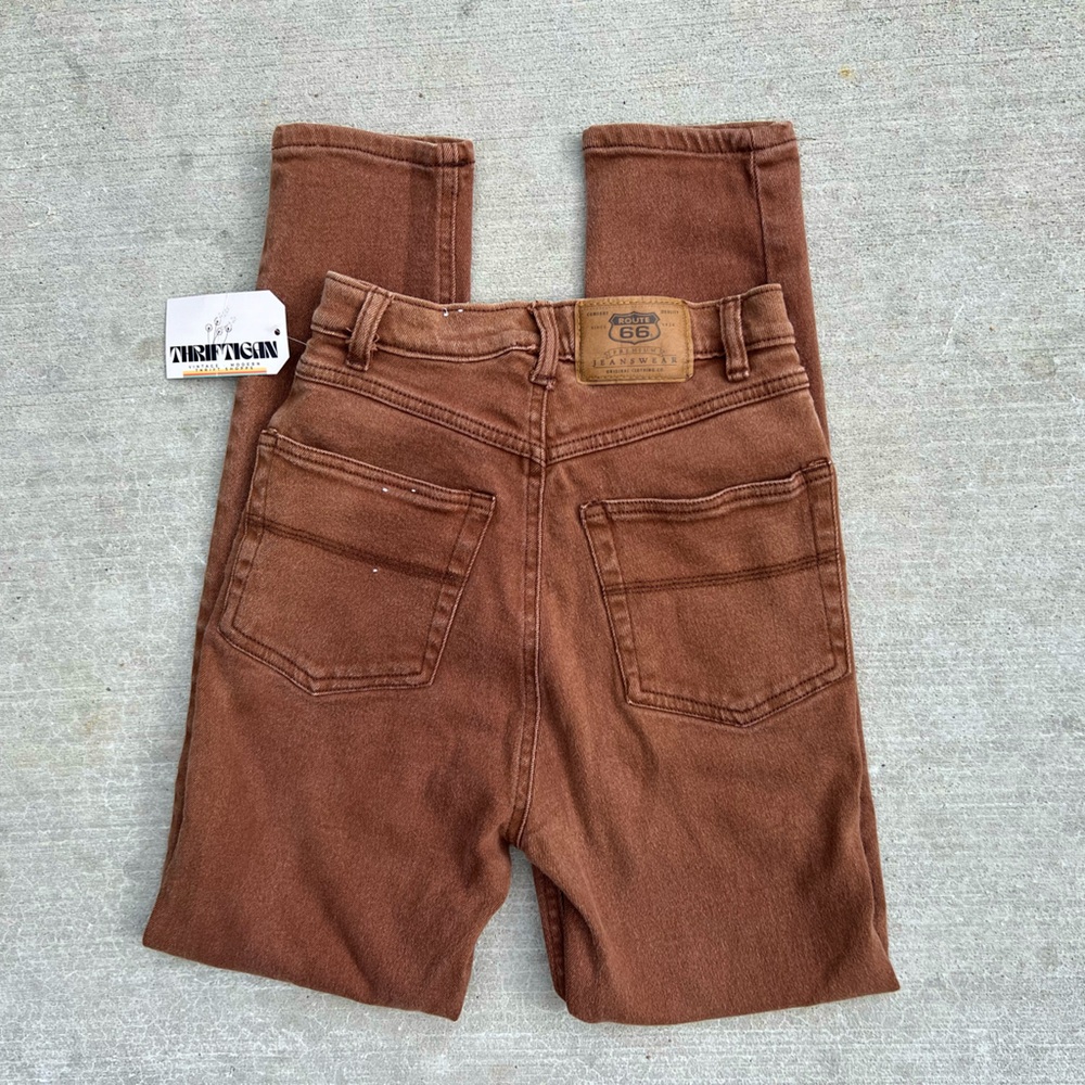 Vintage 90s Route 66 Jeanswear Stretch Brown Highwaisted Straight Leg Denim